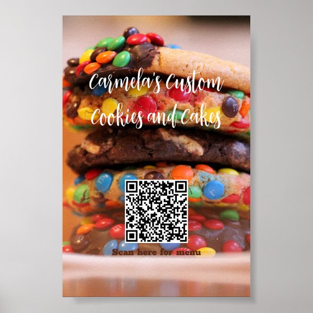 Ihr Firmenname Text mit Menü QR-Foto Poster (Vorne)