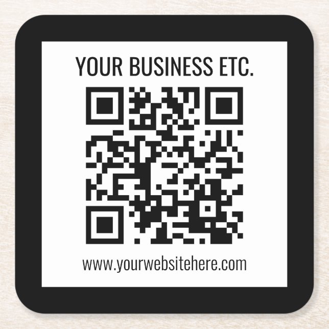 Ihr Firmenname und Ihr bearbeitbarer QR-Code Rechteckiger Pappuntersetzer (Vorderseite)