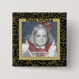 Ihr Foto: 100. Nummer Muster Gold und Schwarz Button