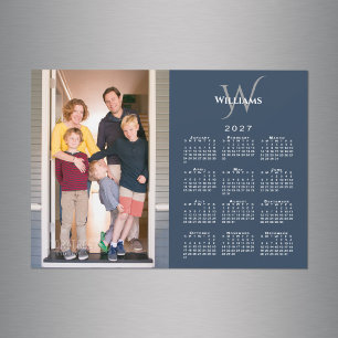 Ihr Foto 2027 Kalender Monogramm Name Navy Magnet