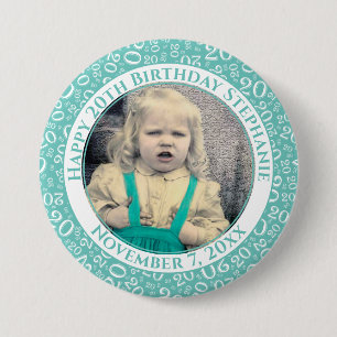 Ihr Foto 20. Geburtstag Zufallszahlen Teal Button