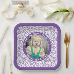 Ihr Foto 25 Zufallszahlenmuster Lila/weiß Pappteller