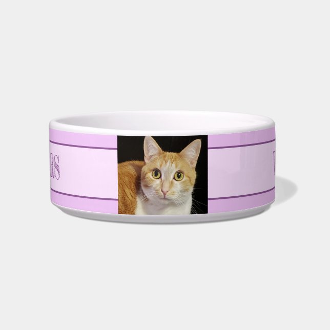 Ihr Foto 2 Text Rosa Lila Katzen Katzen Haustier Napf (Vorderseite)