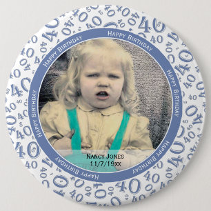 Ihr Foto: 40. Zahlenmuster Blau und Weiß Button