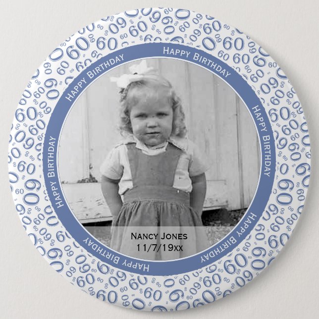 Ihr Foto:  60. Nummer Muster Blau und Weiß Button (Vorderseite)