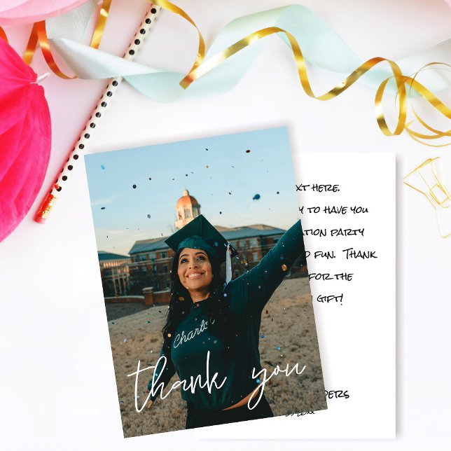 Ihr Foto Abschluss dankt Ihnen White V2 Dankeskarte (Von Creator hochgeladen)