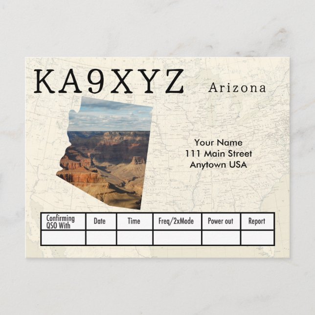 Ihr Foto Arizona Shaped Cutout Custom QSL Postkarte (Vorderseite)