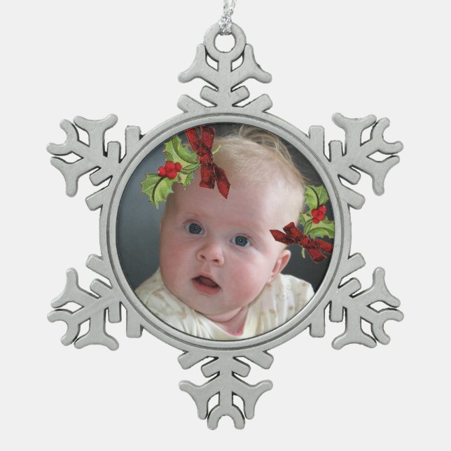 Ihr Foto auf Schneeflocken Zinn-Ornament (Vorderseite)