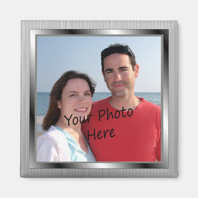 Ihr Foto auf Silver Gerahmt Magnet (Vorne)