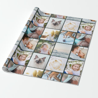 Ihr Foto - Benutzerdefiniertes Gitter-Collage dunk Geschenkpapier