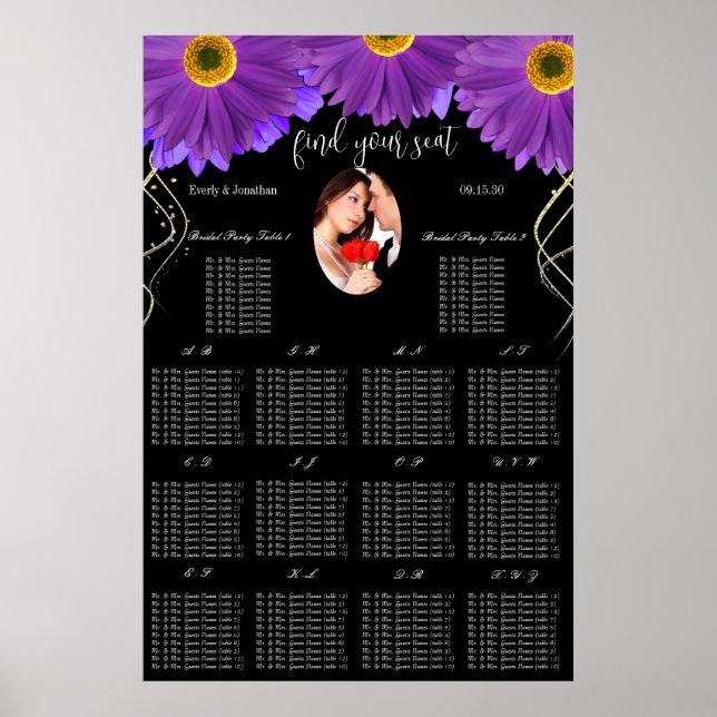 Ihr Foto Black & Plum Gerber Daisy Seekarte Poster (Vorne)
