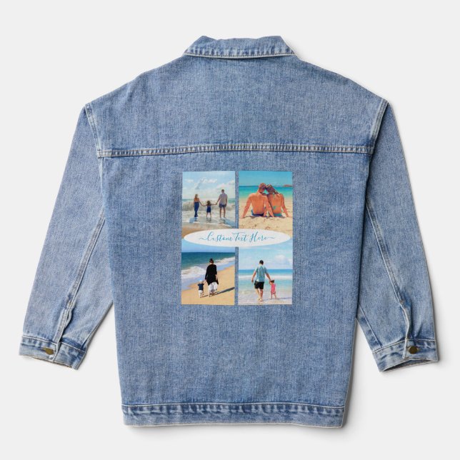 Ihr Foto Collage Denim Jacket mit benutzerdefinier Jeansjacke (Rückseite)