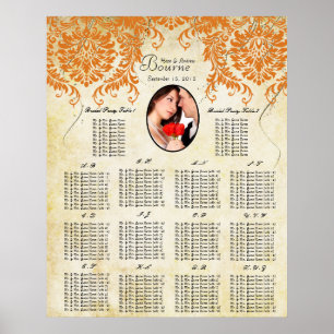 Ihr Foto Coral Damask Gold Sitzordnung Poster