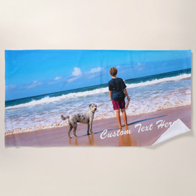 Ihr Foto Custom Text Beach Handtuch Personalisiert (Vorderseite)