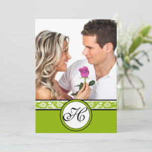 Ihr Foto Damask Apple Green Wedding Einladung