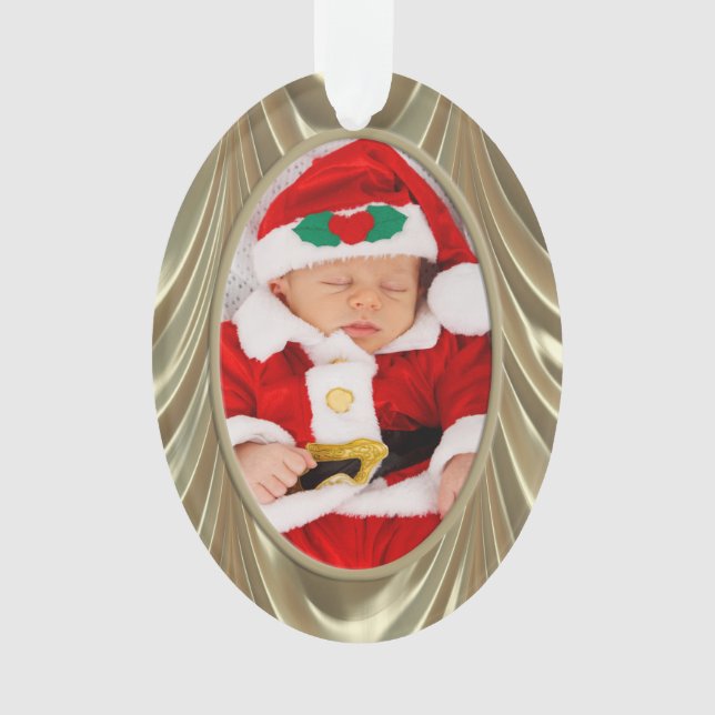 Ihr Foto - Eleganter goldgezinkter Satin Look Ornament (Vorderseite)