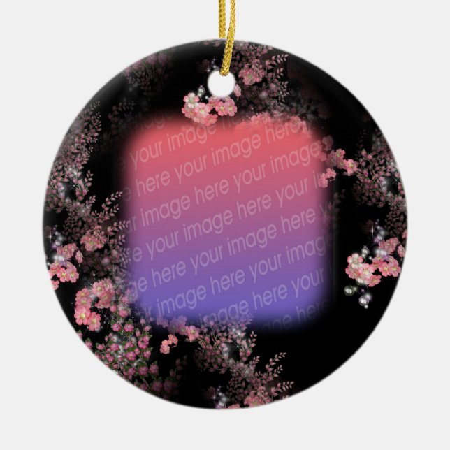 Ihr Foto Elegantes Rosa Blumendesign Keramikornament (Vorne)