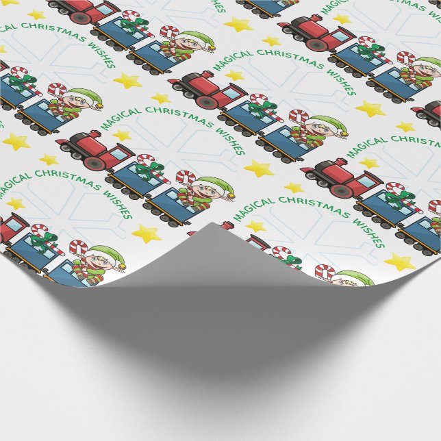 Ihr Foto Frame Weihnachtszug und niedlich, Elf Geschenkpapier (Ecke)