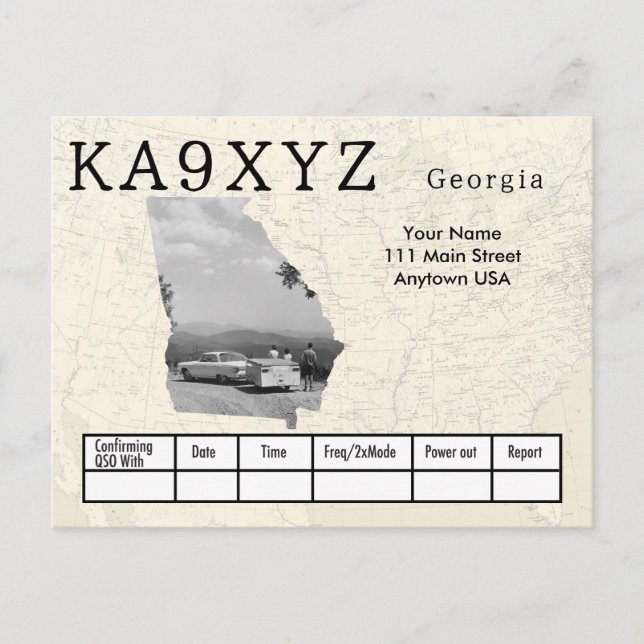 Ihr Foto Georgia geformt Cutout Custom QSL Postkarte (Vorderseite)