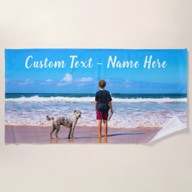 Ihr Foto-Handtuch mit individuellem Text Strandtuch (Vorderseite)