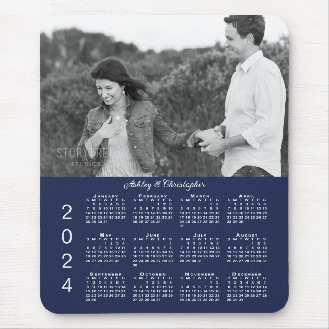 Ihr Foto heißt Navy Blue 2024 Calendar Mousepad (Vorne)
