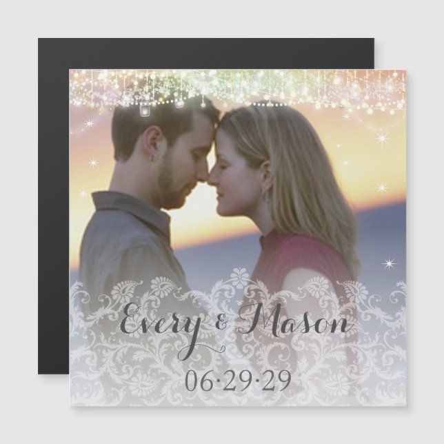 Ihr Foto Hier Typografie Save the Date Magneteinladung (Vorne/Hinten)