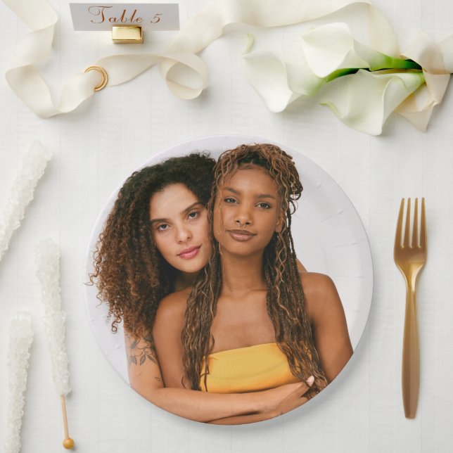 Ihr Foto Hochzeit zwei Brides LGBTQ Pappteller (Hochzeit)