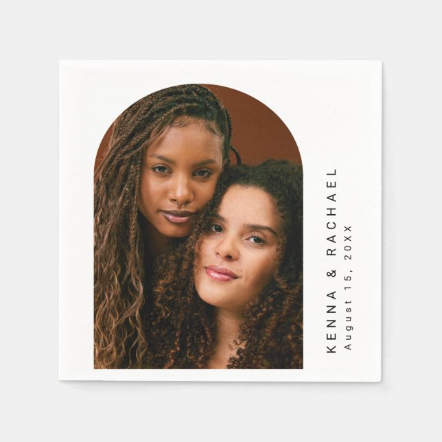 Ihr Foto Hochzeit zwei Brides LGBTQ Serviette (Vorderseite)