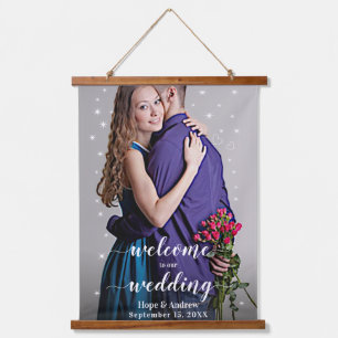 Ihr Foto Hochzeitskarte und Begrüßungsmauer Wandteppich Mit Holzrahmen