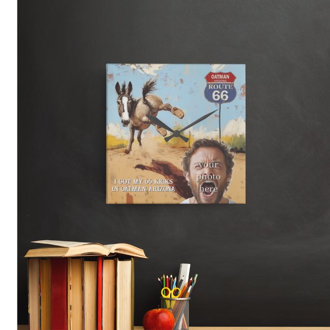 Ihr Foto, Hol deine Kicks, Haferflocken arizona, E Quadratische Wanduhr (Von Creator hochgeladen)
