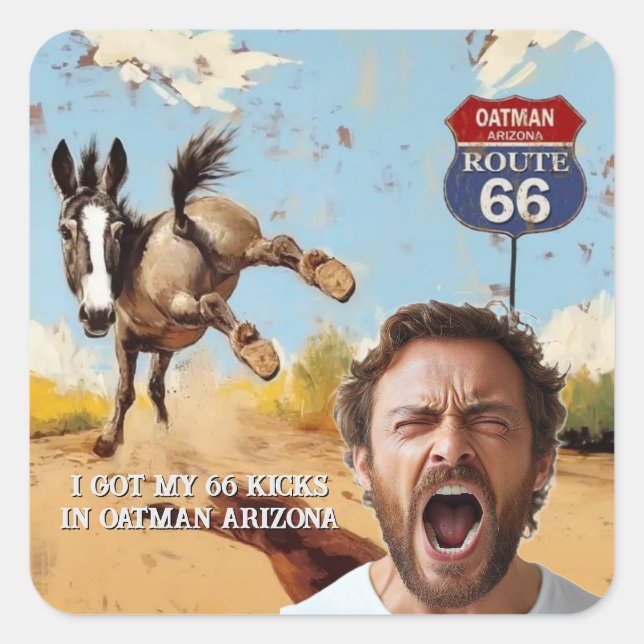 Ihr Foto, Hol deine Kicks, Haferflocken arizona, E Quadratischer Aufkleber (Vorderseite)