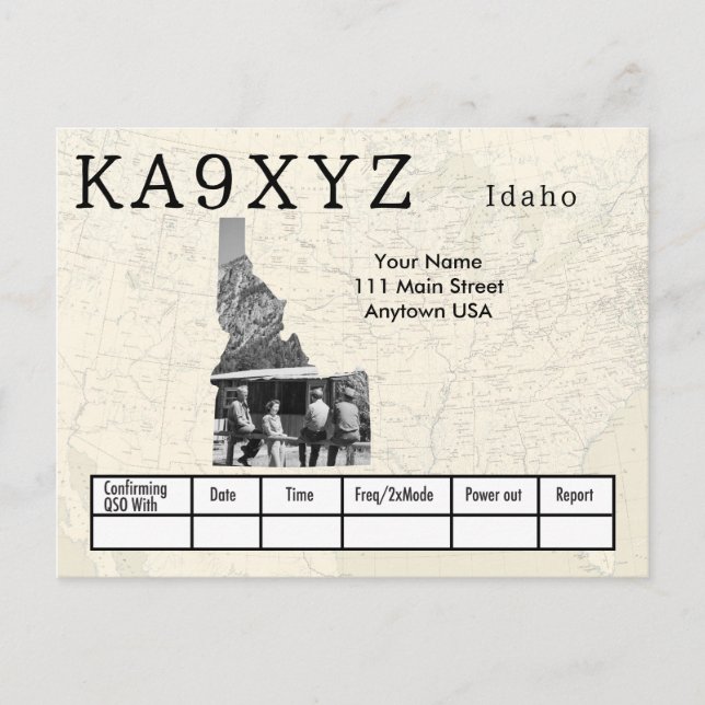 Ihr Foto Idaho Shaped Cutout Custom QSL Postkarte (Vorderseite)