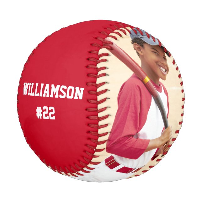 Ihr Foto, Ihr Textrot oder Ihre Auswahlfarbe Baseball (Schrägansicht)