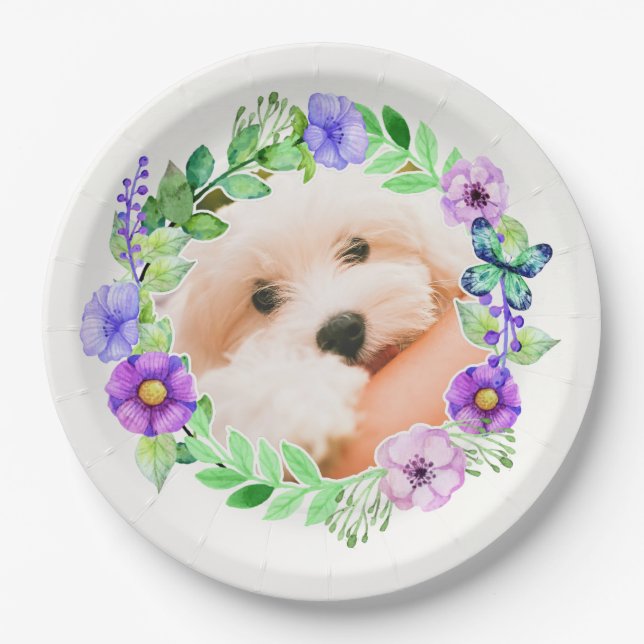 Ihr Foto in Blume-Rahmen-Tellern Pappteller (Vorderseite)