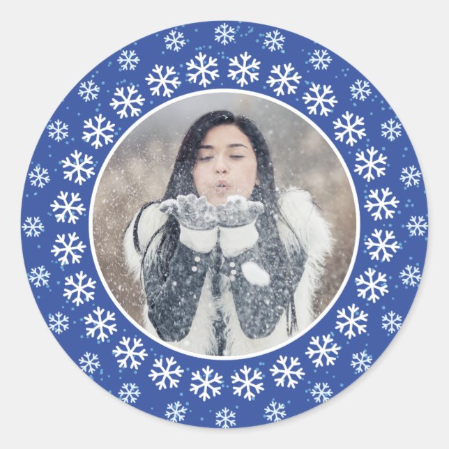 IHR FOTO in einem Snowflake Frame Aufkleber (Vorderseite)