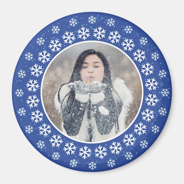 IHR FOTO in einem Snowflake-Frame-Magneten Magnet (Vorne)