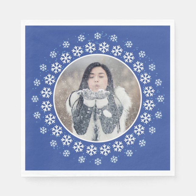 IHR FOTO in einem Snowflake-Frame-Papierservietten Serviette (Vorderseite)