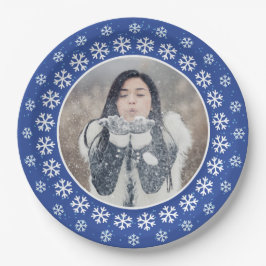 IHR FOTO in einem Snowflake-Frame-Teller Pappteller