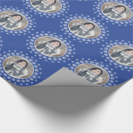 IHR FOTO in einem Snowflake-Rahmen-Packpapier Geschenkpapier