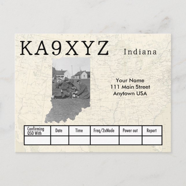 Ihr Foto Indiana Shaped Cutout Custom QSL Postkarte (Vorderseite)
