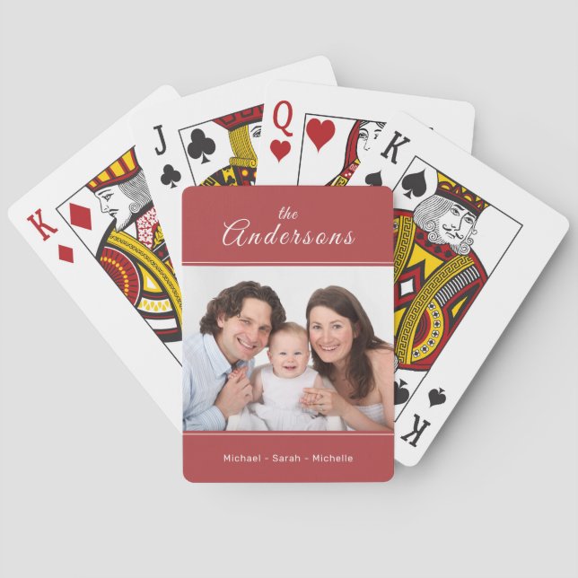 Ihr Foto Individuelle Name Rot Spielkarten (Rückseite)