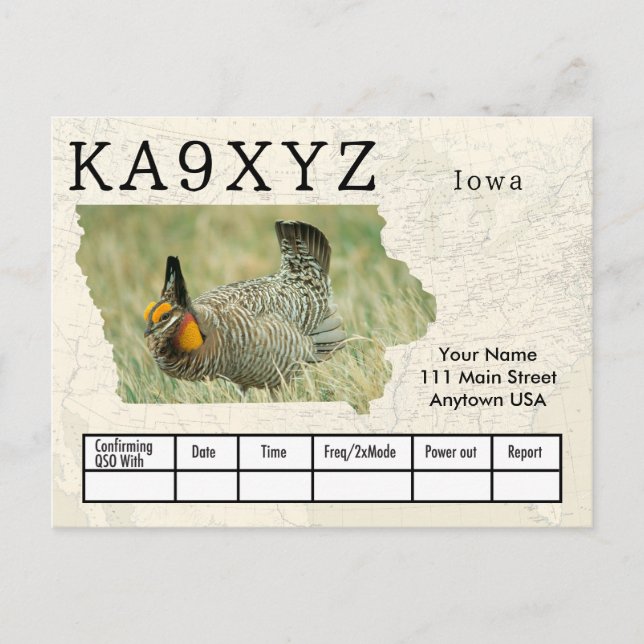 Ihr Foto Iowa Shaped Cutout Custom QSL Postcard Postkarte (Vorderseite)