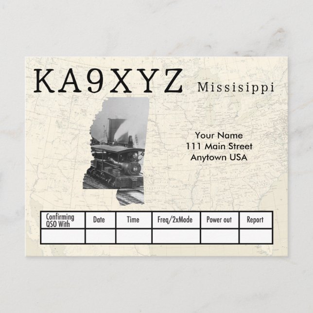 Ihr Foto Mississippi Shaped Cutout Custom QSL Postkarte (Vorderseite)