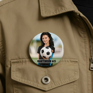 Ihr Foto mit eigenem Fußball oder Ihre Sportrunde Button