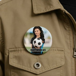 Ihr Foto mit eigenem Fußball oder Ihre Sportrunde Button