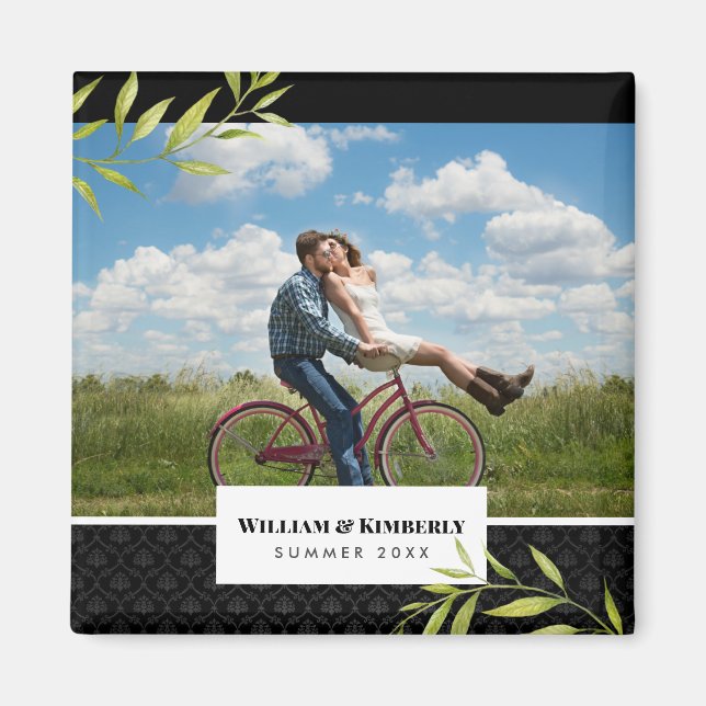 Ihr Foto mit Laurel und Damask personalisiert Magnet (Vorne)