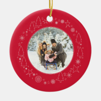 Ihr Foto mit Original Handrawn Weihnachtskranz Keramik Ornament