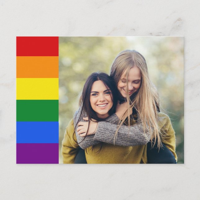 IHR Foto mit Rainbow Flag Postkarte (Vorderseite)
