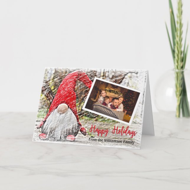 Ihr Foto mit Weihnachten Gnome Happy Holidays (Vorderseite)