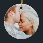 Ihr Foto mit weißem Marmor Keramik Ornament<br><div class="desc">Ihr Foto Maßgeschneiderte Keramik aus weißem Marmor</div>